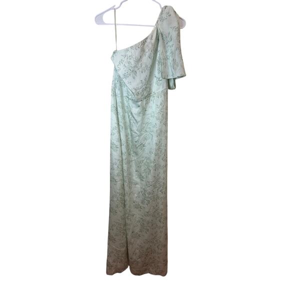 Sachin + Babi Sz 4 Chelsea Floral One-Shoulder Gown Mint Green Sage Great! - Picture 4 of 8